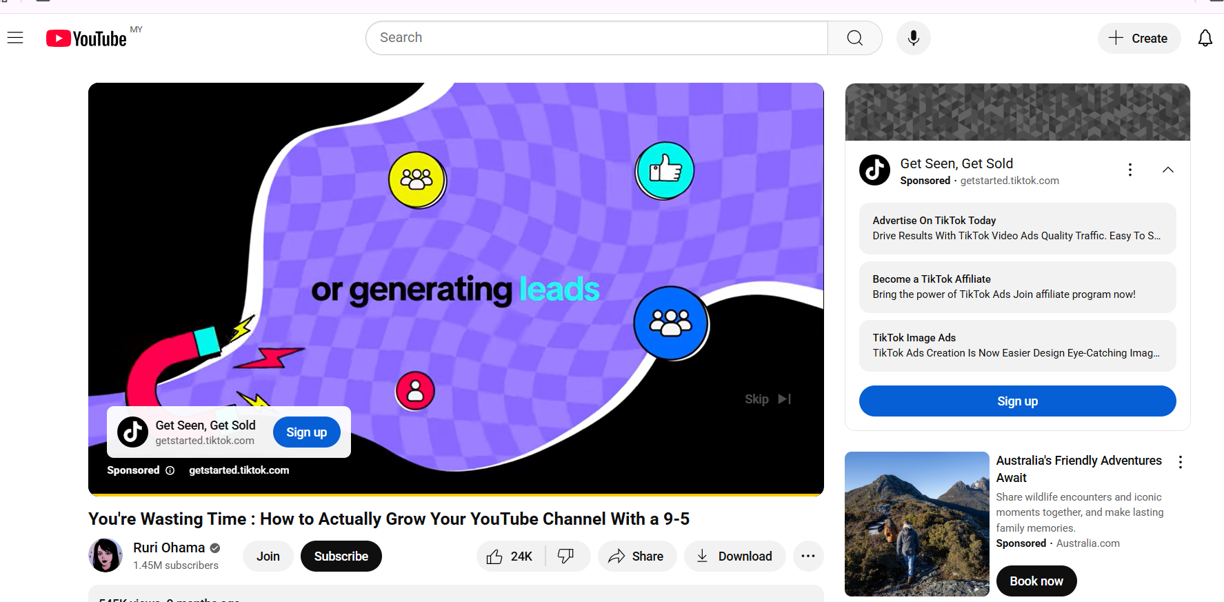 YouTube skippable in-stream ad
