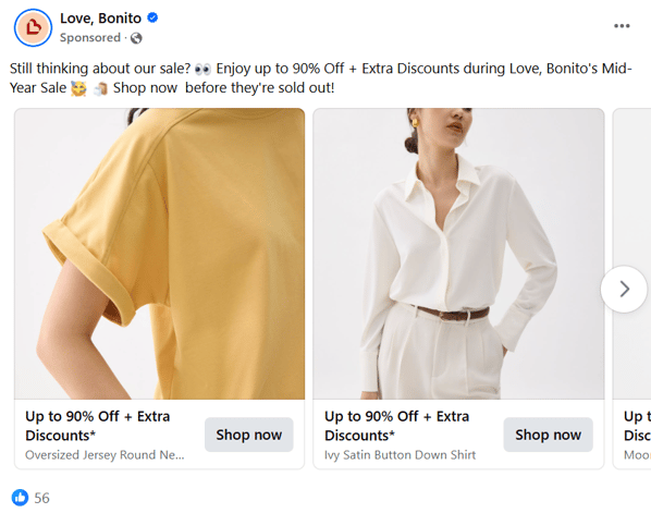 facebook ads example