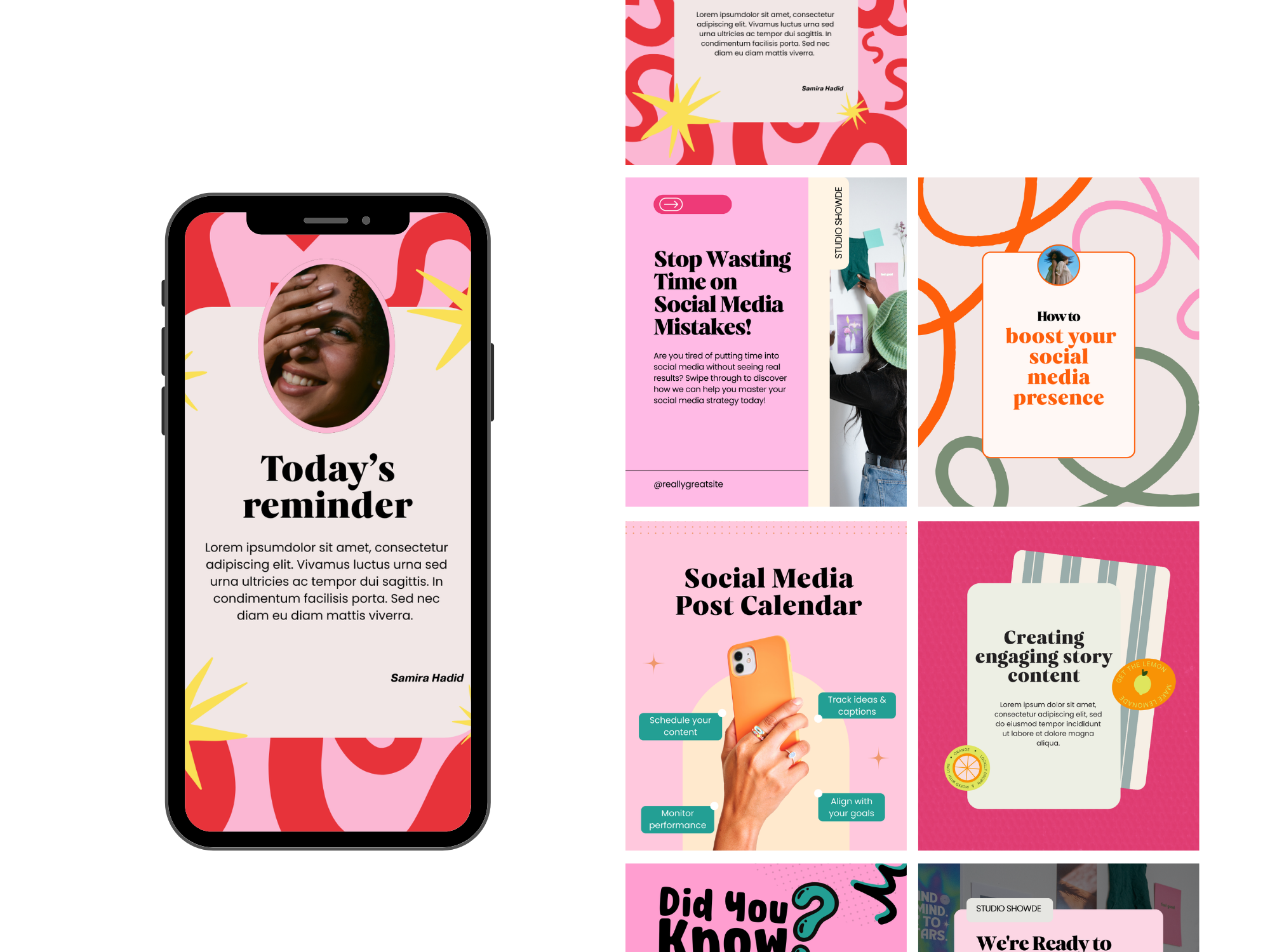instagram canva template pink theme